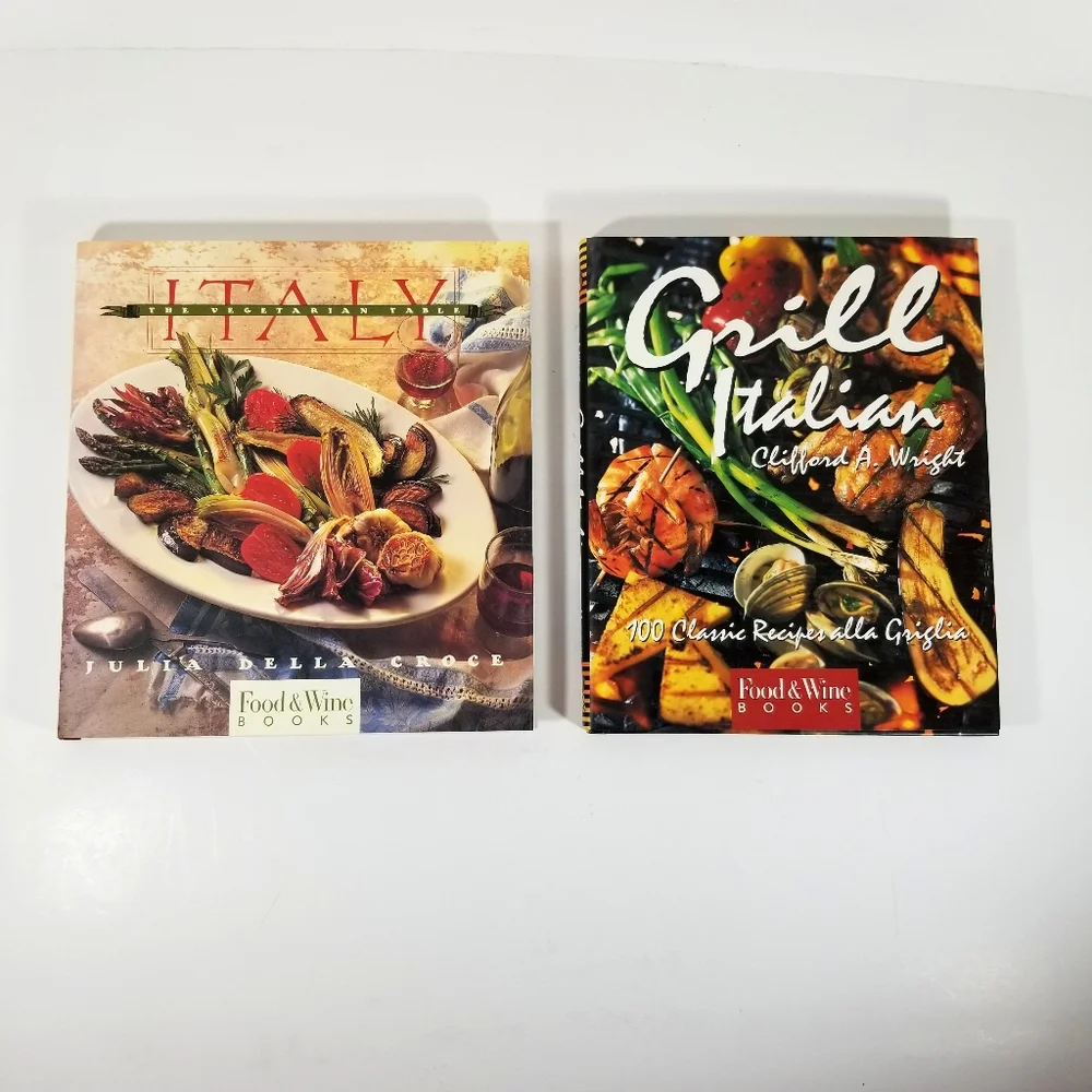 Lot Of 2 Food & Wine Cookbooks The Vegetarian Table Italy, Grill Italian HC